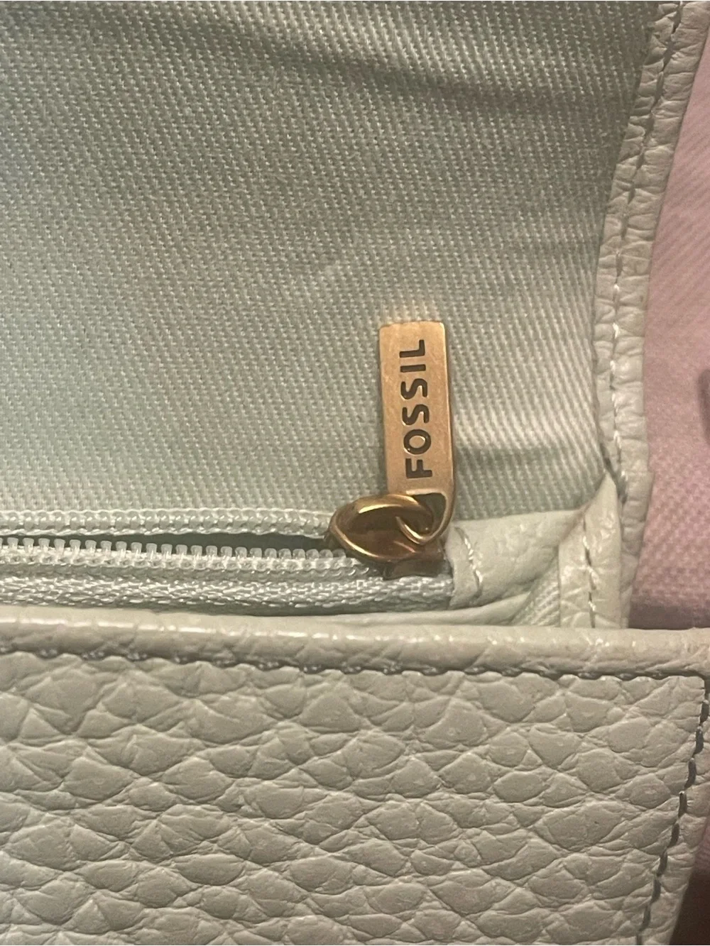 Fossil Mint Green Pebbled Leather Wallet